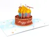 Greeting Cards Birthday Cake On Fire Funny Card 3D Pop Up Happy For Men Women Her Him Husband Wife With Mes Note Envelop Size 7 X 5 Amvti