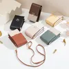 Evening Bags Cross Border Foreign Trade Phone Bag Women's PU Soft Face Square Buckle Small Fresh Contrast Color Ladies Shoulder