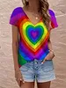 LGBT Gay Pride Chemises Lesbian Rainbow Flag Tshirt Gay Proud Inspirational Tees Love Heart Print LGBTQ Equality V Neck Tops