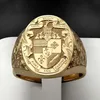 Band Rings 18k Gold Plated Vintage Carved Godfather Ring Personlig modedesign Advanced Engagement Wedding Jewelry Gift 230523