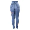 Jeans pour femmes mode femmes bouton brodé poche taille haute Denim pantalon Skinny Slim W317