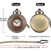 Pocket Watches Vintage Red Wood Dekorerad halvbrons kvartsklocka Fob Chain Pendant Clock Timepiece Gift Män