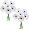 Fleurs décoratives 12 Pcs Artificielle Blanc Gerbera Daisy Faux Tiges PU Real Touch Daisies 12.2 "Tall Pour Le Printemps Eté