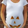 Moderskapstoppar tees halloween pumpa ansiktsmönster tryck moderskap kort ärm t shirt rolig gravid kvinna casual tshirt mode graviditet topp tee t230523