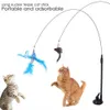 Toys Simulation Cat Bird Interactive Cat stick مع كوب شفط طائر الريش مضحك للعب هريرة المطار