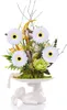 Fleurs décoratives 12 Pcs Artificielle Blanc Gerbera Daisy Faux Tiges PU Real Touch Daisies 12.2 "Tall Pour Le Printemps Eté