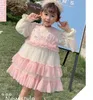 Girl Dresses Girl's Retail 2023 Fall Fleece Red Cartoon Lace Dress Princess Kids Elegant Flower Clothing 1-4T