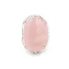 Solitaire Ring Natural Gem Stone Oval Finger Women Justerbar Reiki Chakra Healing Point Pink Quartz Onyx Lapis Lazi Unakite Jewelry DHB0R