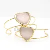 Bracelets BM40483 Handmade Rose Quartz Cuff Bangle Bracelet Pink Heart Stone Bangle Boho Bangle Vintage Bracelet Bangle For Women