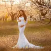 Maternity Dresses Sexy Lace Maternity Dresses For Baby Showers Photo Shoot Long Sleeve Gown Dresses Elegence Pregnant Dress Women Photography Prop T230523