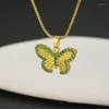 Kedjor Böhmen Söt fjäril Neckla Guldpläterad färgglad Zircon Inlay Top Quality Chain Necklace Födelsedagsmycken gåva