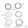 Bracelets New Fashion Women Multi Layer Bracelets Bangles Natural Stone Shell Crystal Golden Leaf Druzy Open Cuff Bracelet Set BCSET322