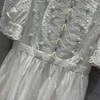 Casual Dresses Dress Lantern Shoulder Bubble Sleeve Design Tucked midja Lace-up Stor kjol Train Romantic and Elegant