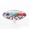 Anello Solitario Beautif Anelli Regolabili 7 Chakra Reiki Guarigione Fiore Arcobaleno Per Le Donne Perline Di Pietra Naturale Gioielli Moda Dito B Dh2Mx