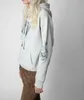 24ss Zadig Voltaire Nouveau Designer Sweat À Capuche Populaire Amour Crâne Fleur Lâche Pull Jumper Encre Blanche Impression Numérique Polaire Femmes Casual Pull À Capuchon Tops