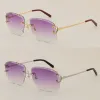Piccadilly düzensiz çerçevesiz elmas kesim lens haikyuu güneş gözlükleri kadın veya erkek unisex rimless oymalı dış mekan sürüş gözlükleri moda