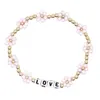 Strand Shinus Love Letter Armband för Girl Gift Pink Daisy Flower Charm Pulseras Gold Tone Pärlade armband Kvinnor Söta smycken