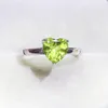 Cluster Rings Natural Real Green Peridot Love Heart Simple Ring 6 6mm 1ct Gemstone 925 Sterling Silver Fine Jewelry Women X22395