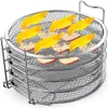 BBQ Tools Accessories 5 Stackable Air Fryer Dehydrator Rack Stainless Steel Dehydrating kitchen Grill for Airfryer 65Qt 8Qt 230522