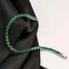 Braccialetti con ciondoli ACQUISTA 2023 Braccialetto a catena in zircone con zirconi di cristallo verde colore oro / argento per donne eleganti Accessori per gioielli da sposa