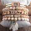 Bracelet RH Mode Boho Bijoux Accessoire Pierre Bracelet Perlé 5pc Pile Bracelet Bracelet Ensemble Pour La Paix Bohème Bijoux Cadeau