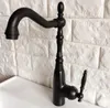 Kitchen Faucets Single Handle Swivel Spout Faucet Black Oil Rubbed Bronze Hole Basin Deck Mounted Mixer Taps Tnf376