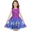 Sukienki dla dziewczyn nowe letnie dziewczęta „swobodne nadruk 3D satynowe kreskówkowe rękawy proste ubrania dziecięce zbiornik G220523