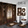 Shower Curtains Wood Grain Pattern Waterproof Bath Curtain 3D Print Door Shower Curtain Polyester Fabric Bathroom Curtains For Bathing Cover 230523