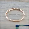 Anéis de banda Ring Twist Twist Twist Rose Gold Color Mini Finger Micro Cristal FL Pavimento Pavimento Nobililidade Jóia Cute Factory Pr DHGARDEN DHQT3