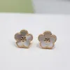Stud New Models In 2022 Plum Blossom Earrings S925 Full Body Sterling Silver Rose Gold Fritillaria Inlaid Luxury Brand Jewelry Hot
