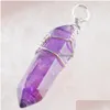 Pendant Necklaces Natural Gem Stone Beads Hexagonal Pointed Reiki Chakra Wire Wrapped Charm Jewelry Bn306 Drop Delivery Pendants Dhoam