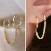 Pendientes de aro para mujer, hermosos pendientes de cadena larga a la moda, perforados de una pieza, a la moda, versátiles, para mujer