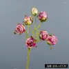 Dekorativa blommor 4 stycken ljusrosa retro 7-huvud konstgjord simulering rose hem el dekoration prydnadsblomma arrangemang pografi rekvisita