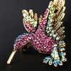 Pins Brooches Colorful rhinestone hummingbird hair circle Animal hair circle Women's metal fashion accessories G220523