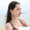 Charm Orecchini con nappa di perle di riso intrecciate a mano Orecchini a bottone da spiaggia bohémien Accessori moda Gioielli con consegna a goccia Dhkli