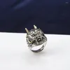 Cluster Rings 925 Sterling Silver Open Men's Ring Thai Retro Two-Color Dimensional Dragon King Faucet Domineering Justerbar