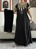 Ethnic Clothing 2023 Arrival African Embroidery Black Kaftan Soft Dress With Scarf Islam Women Muslim Long Lady Clothes Abaya