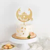 Andra evenemangsfestleveranser Golden Eid Mubarak Acrylic Cake Toppers Castle Moon Cupcake Topper för Ramadan Islamic Muslim Festival Diy Decoration 230522