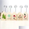 Décorations de Noël Porte-étiquette en bois Forme de maison Bureau de dessin animé Décoration de bureau Clip mémo Porte-cartes de siège de fête Drop Deliv Dhyxk
