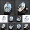 Solitaire Ring Natural Stone Opal Bead Antique Rings For Women Finger Jewelry Wire Wrapped Tree Of Life Adjustable X3054 Drop Deliver Dhv8E