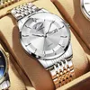 montres montre de luxe entièrement automatique non mécanique avec calendrier étanche en diamant pour hommes d'affaires Marque bracelets en acier inoxydable horloge
