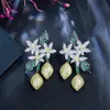 Noeud CIZEVA exagéré citronnier boucles d'oreilles pour femmes couleur brillant Zircon Vintage feuilles boucles d'oreilles Punk noir or couleur bijoux