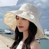 Cappelli a tesa larga Fashion Designer Summer For Women Sunhats Beach Pearl Bucket Hat Visiere Chapeu Panama Feminino