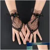 Gants Sans Doigts Dentelle Blanc Beautif Voir À Travers Bowknot Fête De La Mariée 1 Paires Couleur Unie Court Vintage Doux Prix Usine Ex Dhgarden Dhbyu