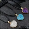 Pendentif Colliers Cristal Naturel Cluster Agate Coeur Collier De Mode Bijoux Partie Décoration Drop Delivery Pendentifs Dhvr6