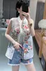 Etnische kleding van hoge kwaliteit 2023 lente/zomer Chinese stijl staande kraag met een borduurde Organza Silk Lady Vest S-XXL