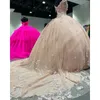 Szampan Glitter quinceanera sukienki z 3dflower feading szaty de Ball 2023 Lace-up Corset Prom Vestido de Aniversario de 15 anos