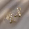Ohrringe JP19 S925 Silbernadel Korea geometrische Kreuzohrringe Diamantperlenohrringe ins Stil Mode wilde Ohrringe Frauen