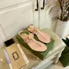 SANDALIAS DE CUERO DOBLE G 746030 Sandalia plana de diseñador 5 mm de altura Zapatos de playa de verano Italia Zapatillas de lujo Chanclas clásicas para mujer