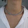 Halsketten Hochwertige Baguette 5A Zirkonia CZ Iced Out Miami Cuban Link Kette Choker Halskette Bling Silber Farbe für Frauen